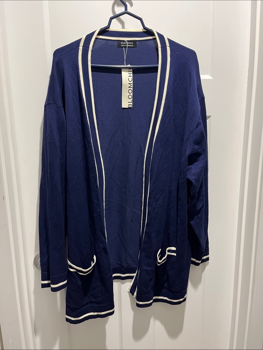 BloomChic Navy Cardigan with White Trim